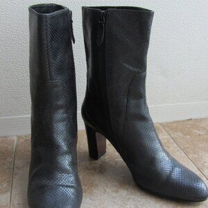 Cole Haan Harper Black Snakeskin Leather Boots